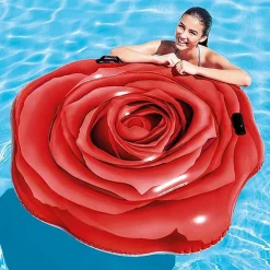 MATERASSINO ISOLA GONFIABILE STAMPA ROSA ROSSA PVC MARE PISCINA 137 X 132 CM