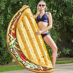 MATERASSINO ISOLA GONFIABILE STAMPA TACOS PVC MARE PISCINA 171 X 89 CM