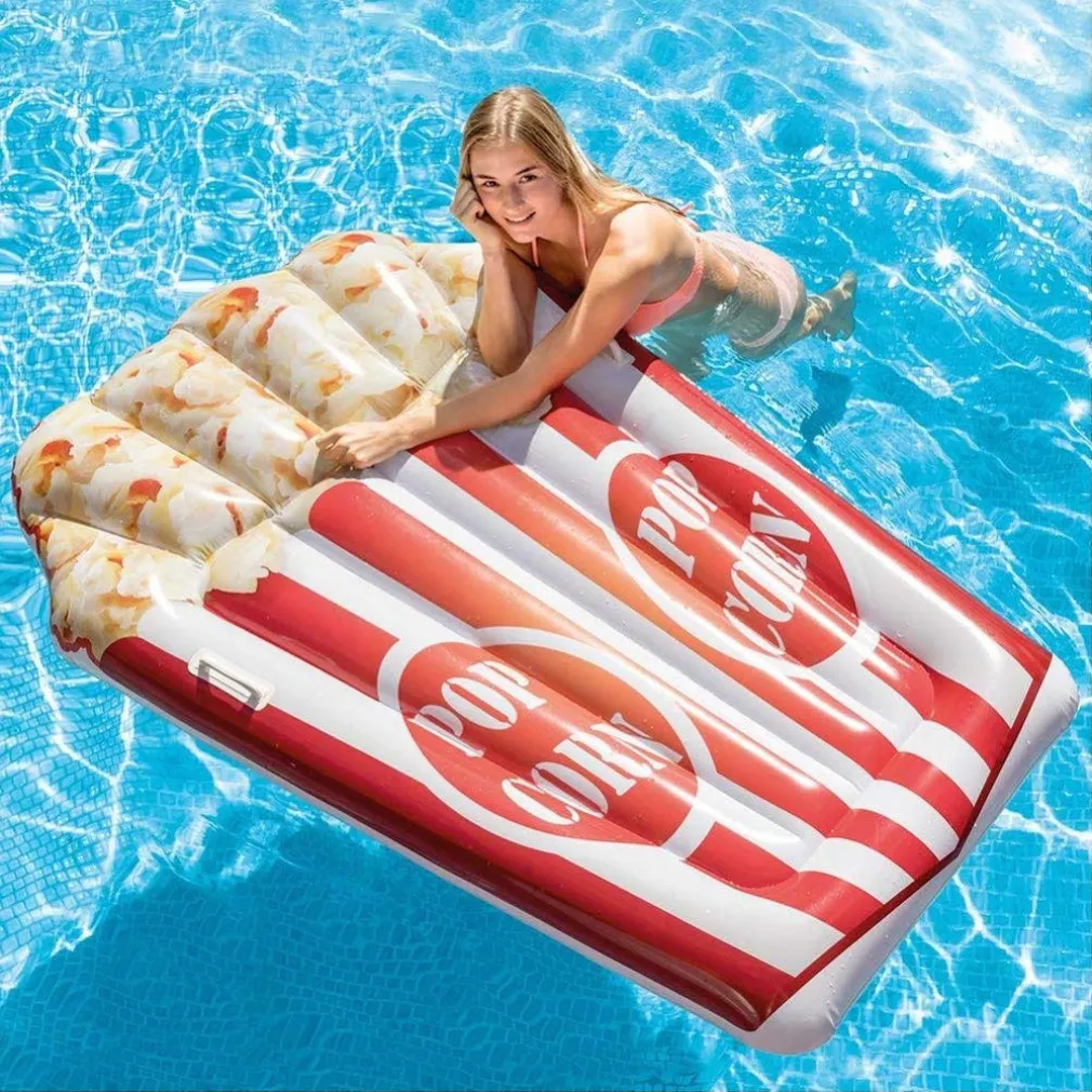MATERASSINO ISOLA GONFIABILE STAMPA POP CORN IN PVC MARE PISCINA 178 X 124 CM