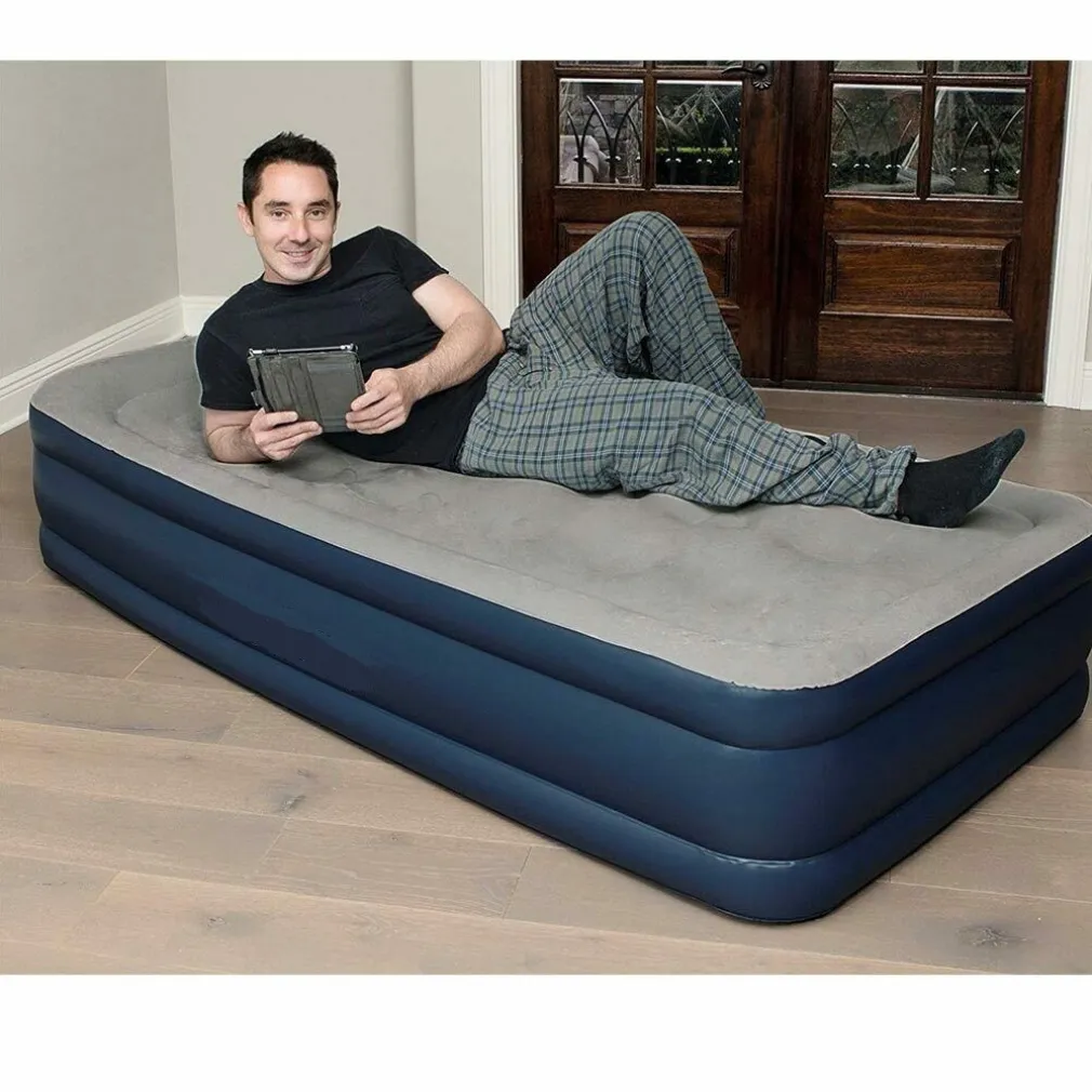 MATERASSINO MATERASSO GONFIABILE SINGOLO 97X191X43 CAMPEGGIO CON POMPA ELETTRICA