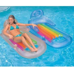 MATERASSINO POLTRONA GONFIABILE RELAX MARE PISCINA CON PORTABIBITE 2 COLORI