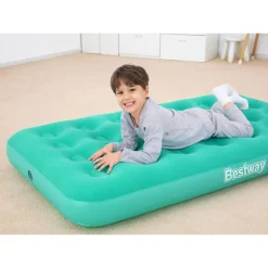 MATERASSO AD ARIA GONFIABILE FLOCCATO PER BAMBINI 158 X 89 X 18CM 2 COLORI 67918