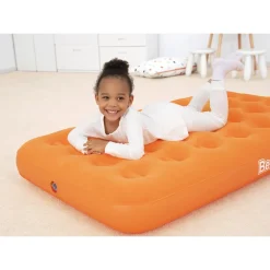 MATERASSO AD ARIA GONFIABILE FLOCCATO PER BAMBINI 158 X 89 X 18CM 2 COLORI 67918