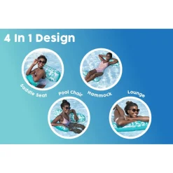 MATERASSO AMACA GONFIABILE GALLEGGIANTE DESIGN TROPICALE PISCINA 114X81X22CM 43839