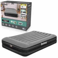 MATERASSO FLOCCATO MATRIMONIALE AIRBED NERO/GRIGIO GONFIABILE POMPA INTEGRATA 67403