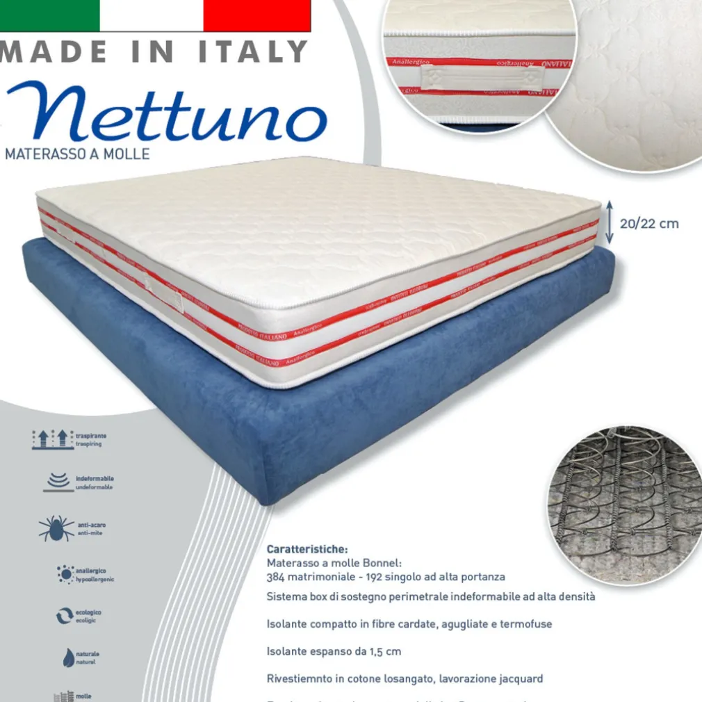 MATERASSO 120X190 ALTO 22 CM A MOLLE BONNEL ORTOPEDICO ANATOMICO ANALLERGICO