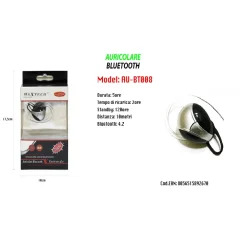 MAXTECH AURICOLARE BLUETOOTH 4.2 AU-BT008 UNIVERSALE CUFFIA PER CELLULARE SMARTPHONE