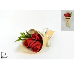 MAZZO MAZZETTINO BOUQUET DI ROSE ROSSE FINTE CON FOGLIE REGALO PER SAN VALENTINO