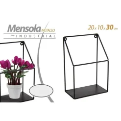 MENSOLA BACHECA PARETE METALLO CLASSICO MODERNO INDUSTRIAL 20X10X30CM NERO 822247