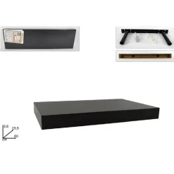 MENSOLA DA PARETE IN LEGNO MDF 80X23,5X3,8CM PENSILE SCAFFALE A MURO STAFFE NERO