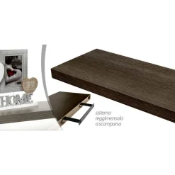 MENSOLA DA PARETE LEGNO MDF KIT REGGIMENSOLA A SCOMPARSA WENGÈ 40X25X4CM 788901