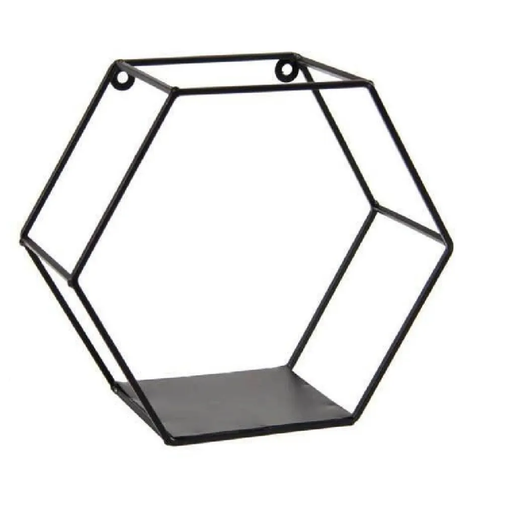 MENSOLA ESAGONALE BACHECA PARETE METALLO CLASSICO MODERNO NERO 23X10X20CM 822193