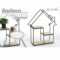 MENSOLA PARETE CASA 3 MENSOLE RIPIANI DESIGN MODERNO SCAFFALE LEGNO METALLO