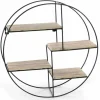 MENSOLA PARETE ROTONDA 4 MENSOLE RIPIANI DESIGN MODERNO SCAFFALE LEGNO METALLO