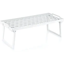 MENSOLA SALVASPAZIO PIEGHEVOLE IMPILABILE BIANCA 13X30CM BASE TRAFORATA PIEDI CHIUDIBILI