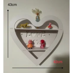 MENSOLA SCAFFALE DA PARETE A FORMA DI CUORE CON SCRITTA LOVE A 2 RIPIANI CAMERA CORRIDOIO