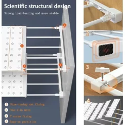 MENSOLA SCAFFALE ESPANDIBILE PER ARMADIO CUCINA BAGNO LARGHEZZA 24CM REGOLABILE 48-80CM