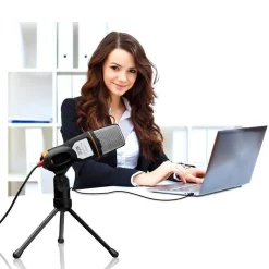 MICROFONO A CONDENSATORE CON SUPPORTO PER REGISTRAZIONE VOCALE CONFERENZE CHAT