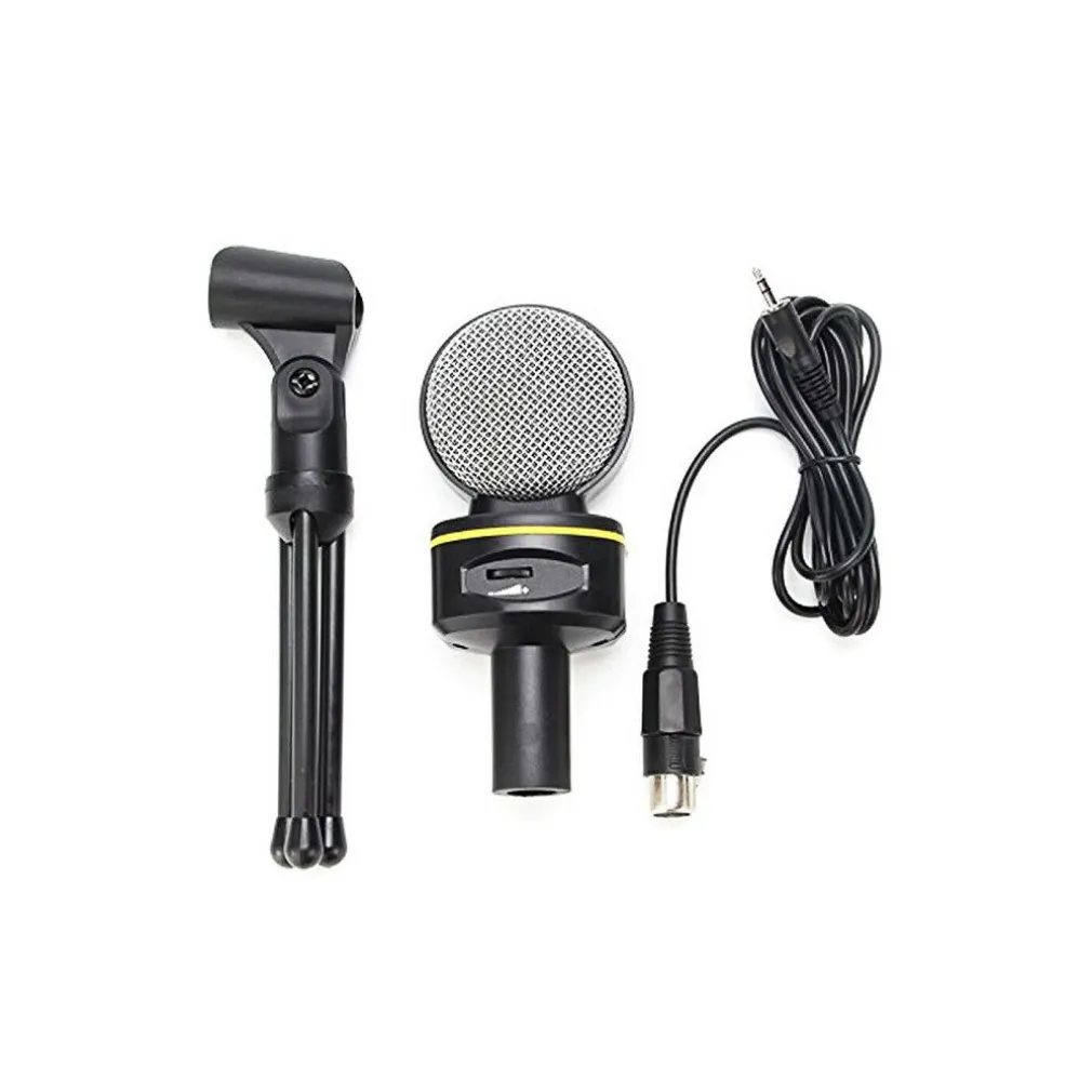 MICROFONO A CONDENSATORE DA TAVOLO AUDIO QY-930 CON SUPPORTO TREPPIEDE PC LAPTOP