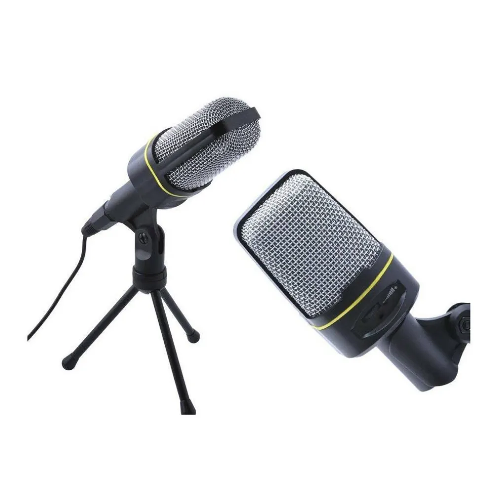 MICROFONO A CONDENSATORE TREPPIEDE DA TAVOLO CAVO JACK PC NOTEBOOK CHAT QY920