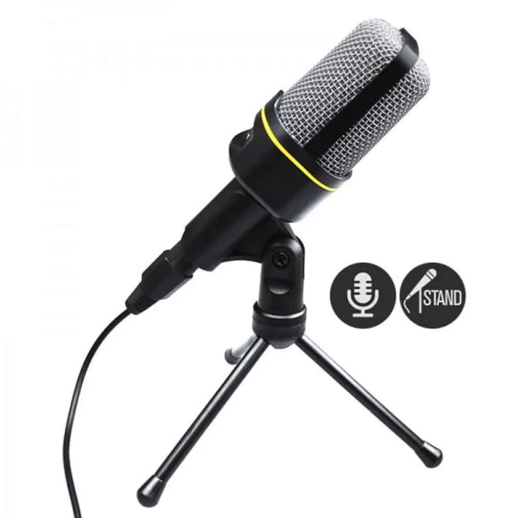 MICROFONO A CONDENSATORE TREPPIEDE DA TAVOLO CAVO JACK PC NOTEBOOK CHAT QY920