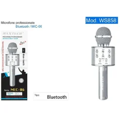 MICROFONO ALTOPARLANTE BLUETHOOT WIRELESS CON SPEAKER KARAOKE MAXTECH MIC-06