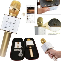 MICROFONO BLUETOOTH WIRELESS DOPPIO ALTOPARLANTE SPEAKER BLUETOOTH PORTATILE