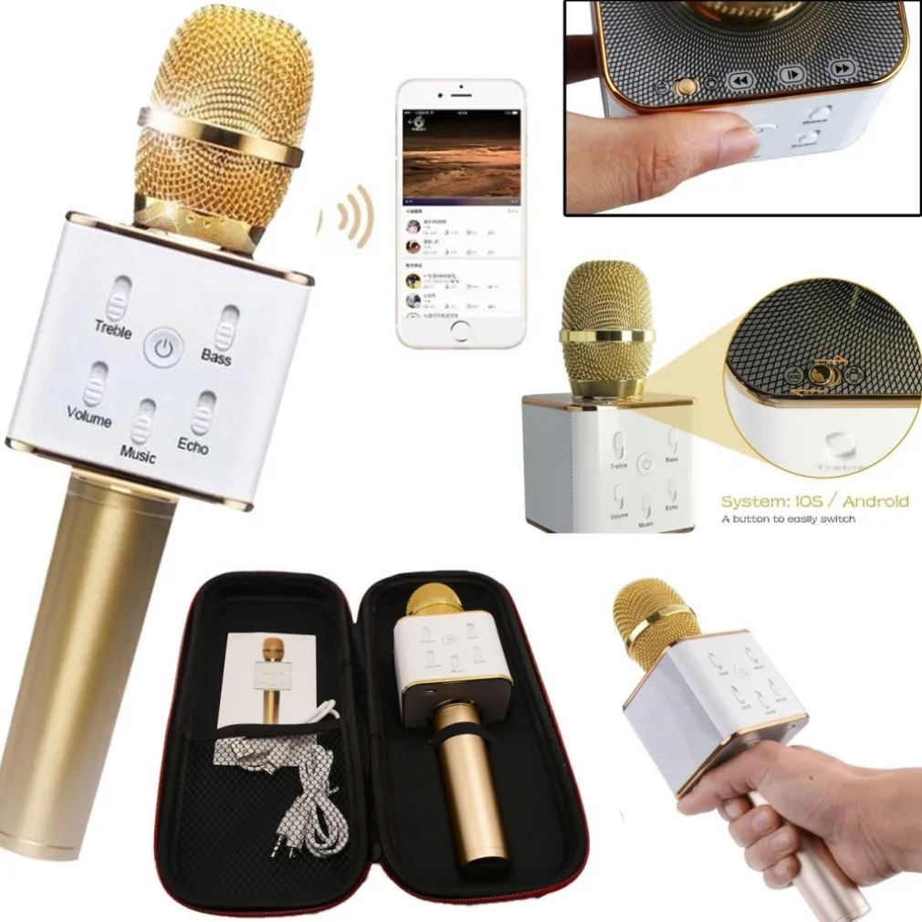 MICROFONO BLUETOOTH WIRELESS DOPPIO ALTOPARLANTE SPEAKER BLUETOOTH PORTATILE