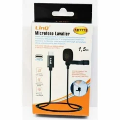 MICROFONO LAVALIER CON CLIP COLLETTO BAVERO SMARTPHONE TYPE-C TIPO C 1.5MT TM7778