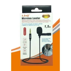MICROFONO LAVALIER CON CLIP COLLETTO BAVERO 360° SMARTPHONE JACK DA 3,5MM M7779