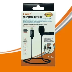MICROFONO LAVALIER CON CLIP COLLETTO BAVERO PLUG LIGHTNING IPHONE 1.5MT AM7777