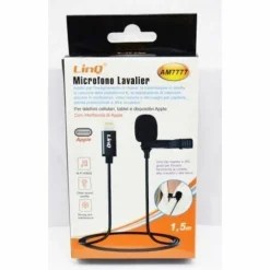 MICROFONO LAVALIER CON CLIP COLLETTO BAVERO PLUG LIGHTNING IPHONE 1.5MT AM7777