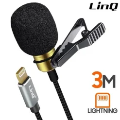 MICROFONO LAVALIER LIGHTNING SUONO OMNIDIREZIONALE A 360° CAVO 3 METRI LT3543M