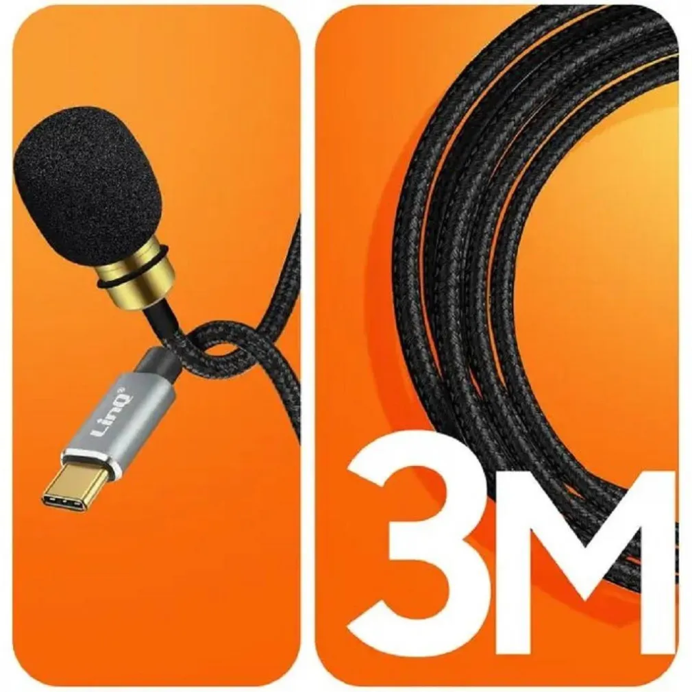 MICROFONO LAVALIER USB-C SUONO OMNIDIREZIONALE A 360° CON CAVO 3 METRI TPC3540M