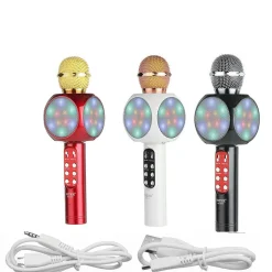 MICROFONO PORTATILE WIRELESS CON BLUETOOTH KARAOKE CASSA INTEGRATA WS-1816