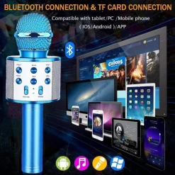 MICROFONO SPEAKER PORTATILE WIRELESS BLUETOOTH KARAOKE CON CASSA INTEGRATA GIOCO