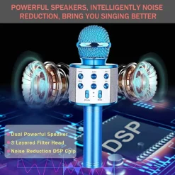 MICROFONO SPEAKER PORTATILE WIRELESS BLUETOOTH KARAOKE CON CASSA INTEGRATA GIOCO