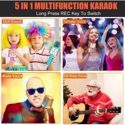 MICROFONO SPEAKER PORTATILE WIRELESS BLUETOOTH KARAOKE CON CASSA INTEGRATA GIOCO