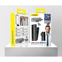 MICROFONO WIRELESS 2.4GHZ Q-HW66B CLIP ON TYPE-C CELLULARE TABLET RIDUZIONE RUMORE