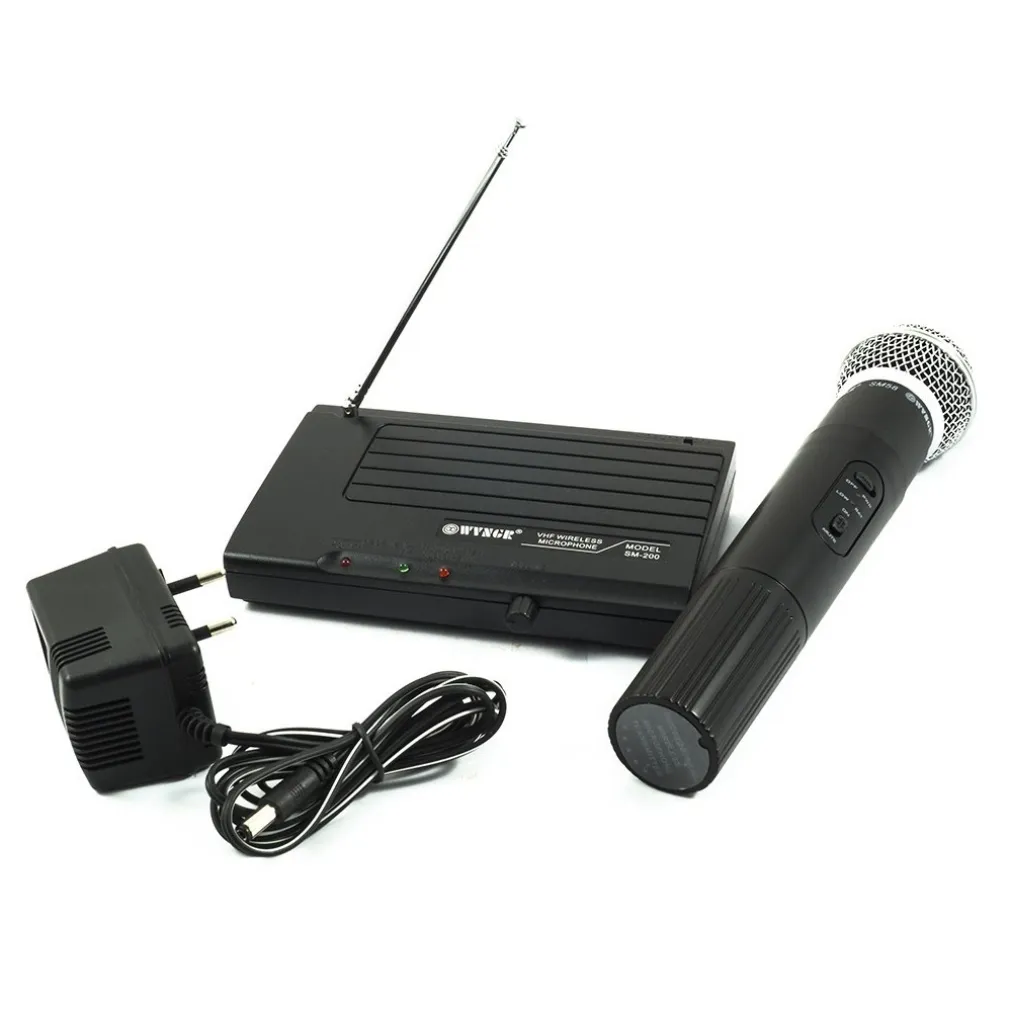 MICROFONO WIRELESS SENZA FILI CON CENTRALINA RICEVITORE KARAOKE RIUNIONI SM-200