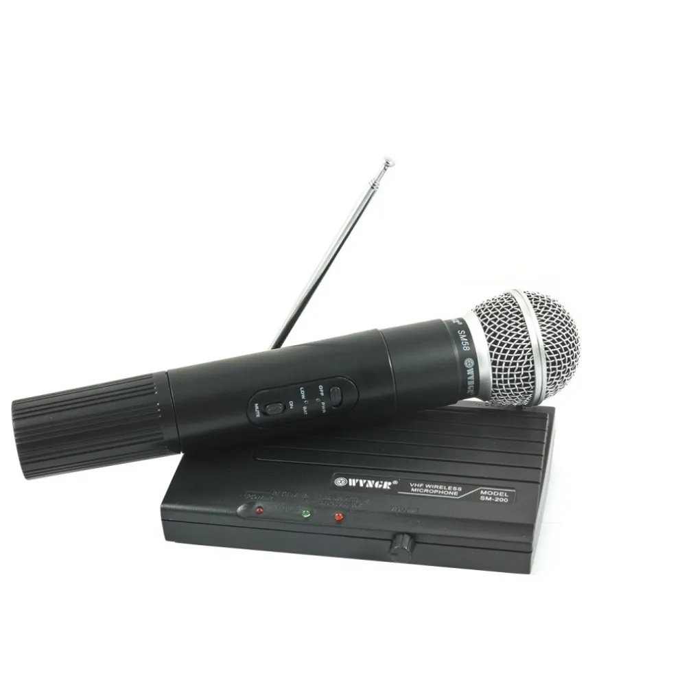 MICROFONO WIRELESS SENZA FILI CON CENTRALINA RICEVITORE KARAOKE RIUNIONI SM-200