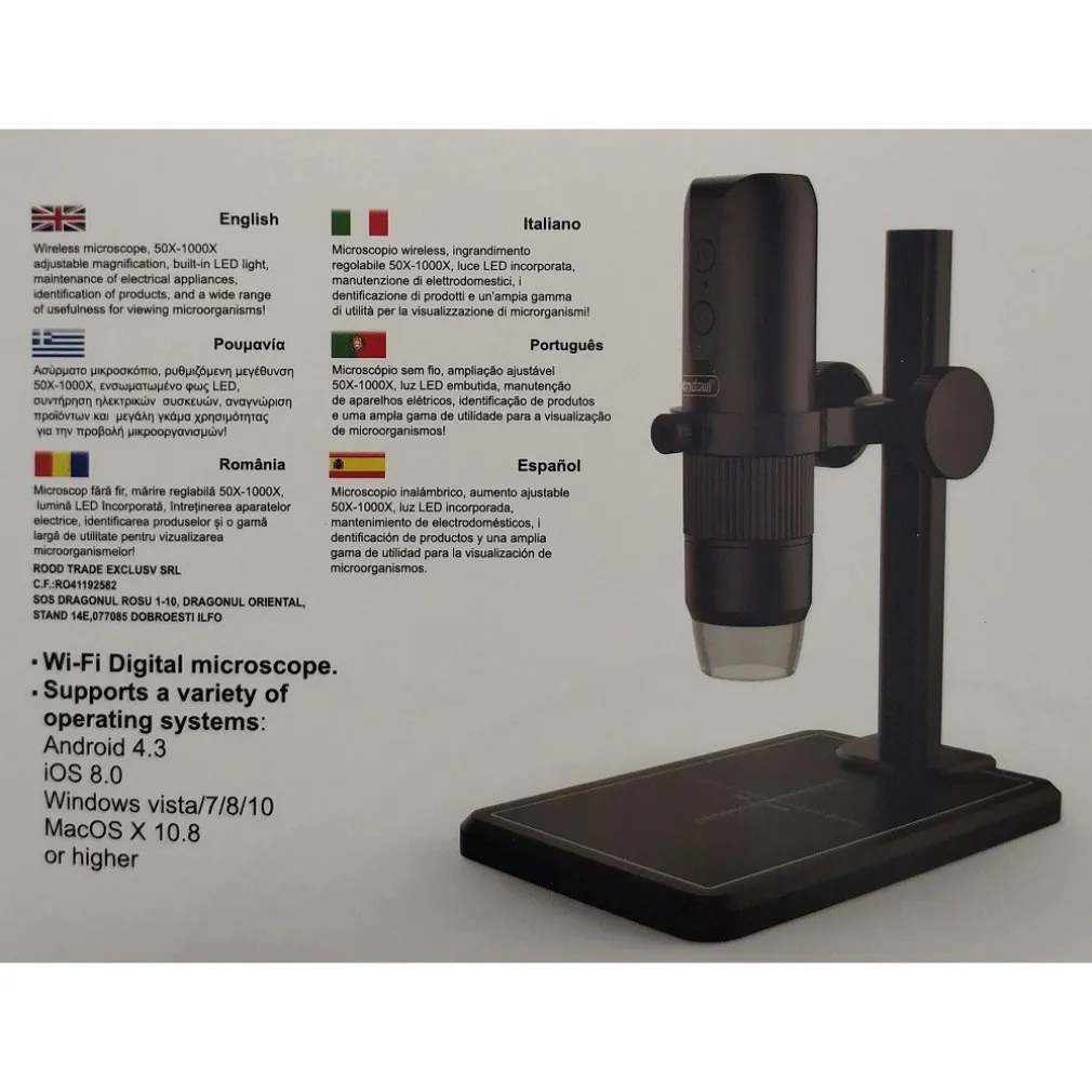 MICROSCOPIO DIGITALE Q-XW05 WI-FI USB 1080P RISOLUZIONE HD 50-1000X PORTATILE