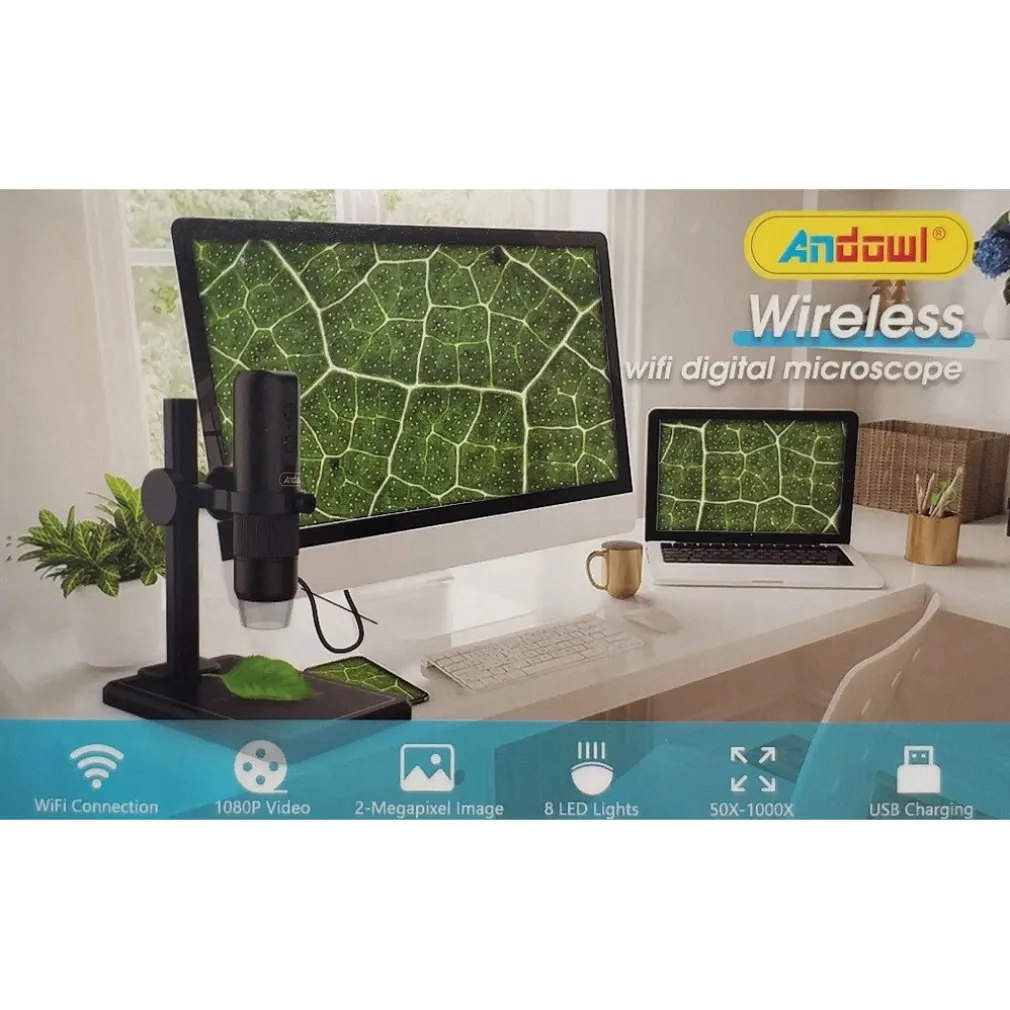 MICROSCOPIO DIGITALE Q-XW05 WI-FI USB 1080P RISOLUZIONE HD 50-1000X PORTATILE