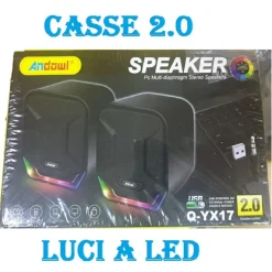 MINI ALTOPARLANTI CASSE PER COMPUTER 3W CABLATI CON LUCE RGB LED Q-YX17 JACK USB
