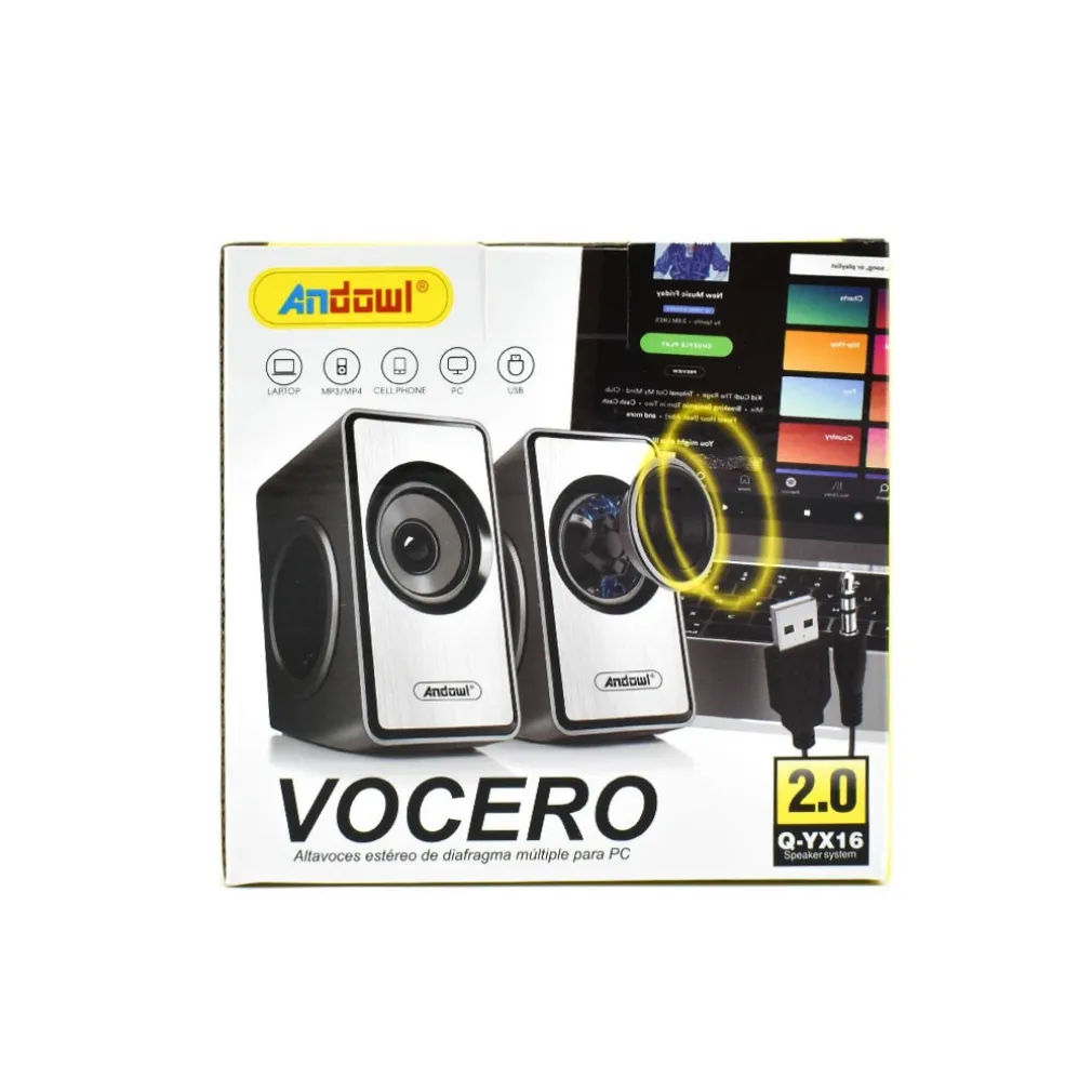 MINI ALTOPARLANTI PER COMPUTER 2.0 CABLATI CON POTENZA 3W JACK 3,5 MM/USB Q-YX16