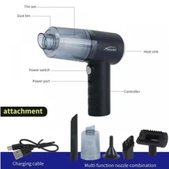 MINI ASPIRAPOLVERE SOFFIATORE PROFESSIONALE PORTATILE 4 IN 1 PER CASA AUTO RICARICA USB