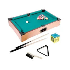 MINI BILIARDO DA TAVOLO GIOCO IN LEGNO CON 2 STECCHE PALLE GESSO E TRIANGOLO