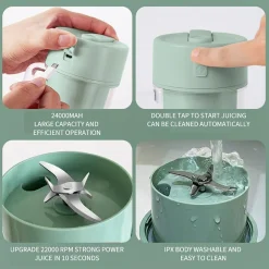 MINI BLENDER FRULLATORE PORTATILE RICARICABILE CON CANNUCCIA PER VIAGGI, UFFICIO