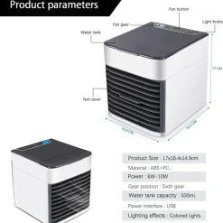 MINI CONDIZIONATORE PORTATILE DEUMIDIFICATORE A GHIACCIO USB VENTILATORE X AUTO