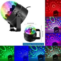 MINI DJ LASER PROIETTORE A SFERA RGB LED EFFETTO DISCO LUCI PER DISCO BAR